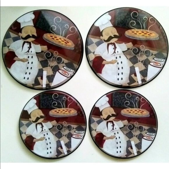 Range Kleen Range Burner Covers Chef Bistro Italian Chef Decor Set of 4 - Picture 5 of 10